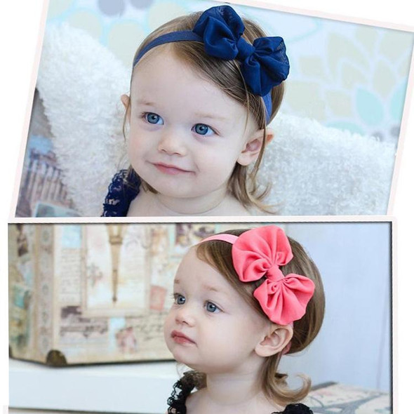 2 PCS Baby Headband Ribbon Chiffon Bow Children Hair Band Headwear(Yellow)