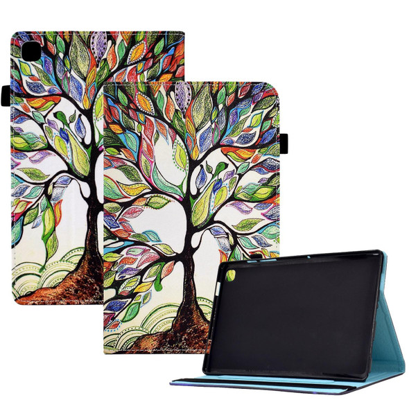 For Samsung Galaxy Tab A 10.1 2019 T510 Colored Drawing Stitching Elastic Band Leatherette Tablet Case(Life Tree)