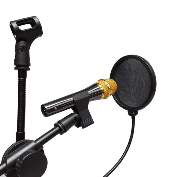 Double-layer Recording Microphone Studio Wind Screen Pop Filter Mask Shield with Clip Stabilizing Arm, For Studio Recording, Live Broadcast, Live Show, KTV, etc(Black)