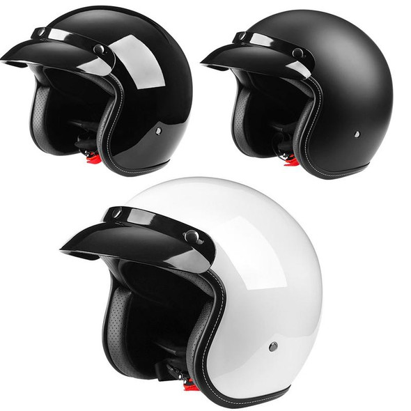 BYB 701 All Seasons Retro Motorcycle Helmet, Size: M(Bright White)