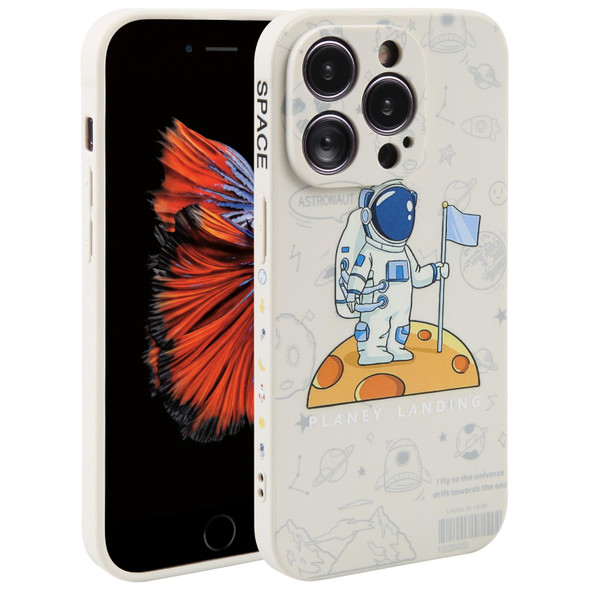 For iPhone 6 / 6s Astronaut Pattern Silicone Straight Edge Phone Case(Planet Landing-White)