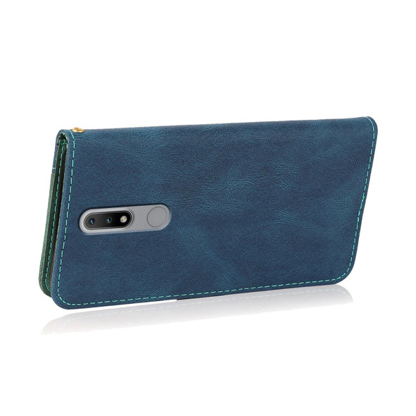 For Nokia 2.4 Dual-color Stitching Leatherette Phone Case(Blue Green)