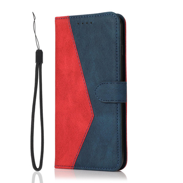 For iPhone 13 Dual-color Stitching Leatherette Phone Case(Red Blue)