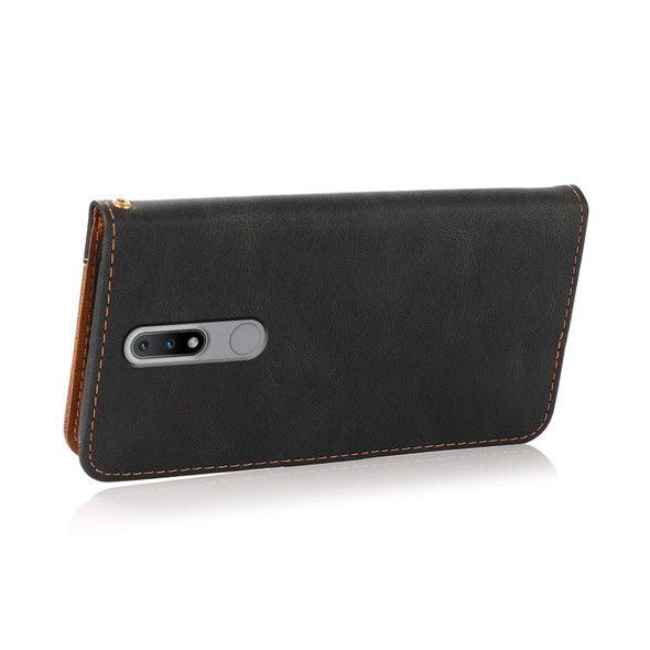 For Nokia 2.4 Dual-color Stitching Leatherette Phone Case(Black Brown)