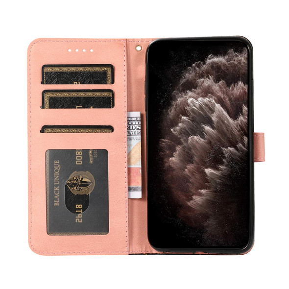 For iPhone 13 mini Dual-color Stitching Leatherette Phone Case(Black Rose Gold)