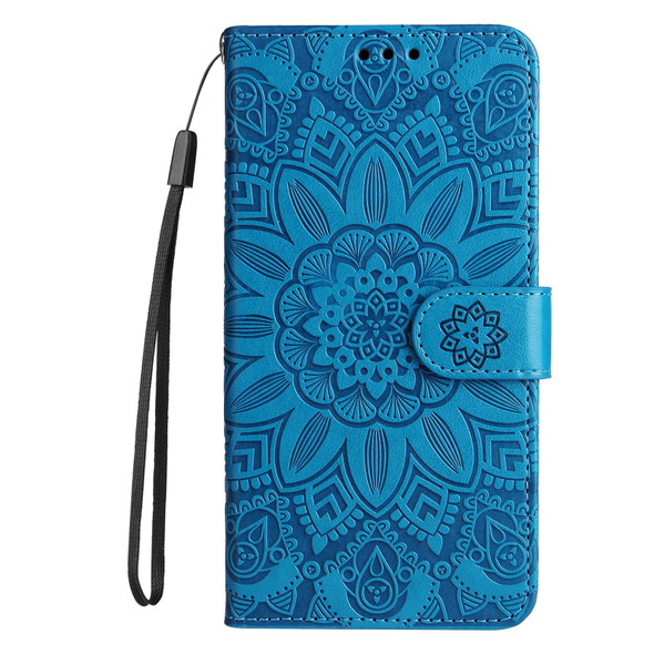 For vivo V25 5G/V25e 4G Embossed Sunflower Leather Phone Case(Blue)