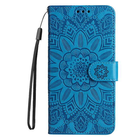 For vivo V25 5G/V25e 4G Embossed Sunflower Leather Phone Case(Blue)