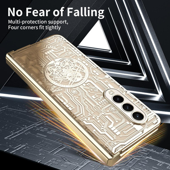 For Samsung Galaxy Z Fold4 5G Mechanical Legend Integrated Electroplating All-inclusive Phone Case(Champagne Gold)