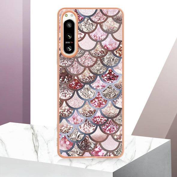 For Sony Xperia 5 IV Electroplating IMD TPU Phone Case(Pink Scales)