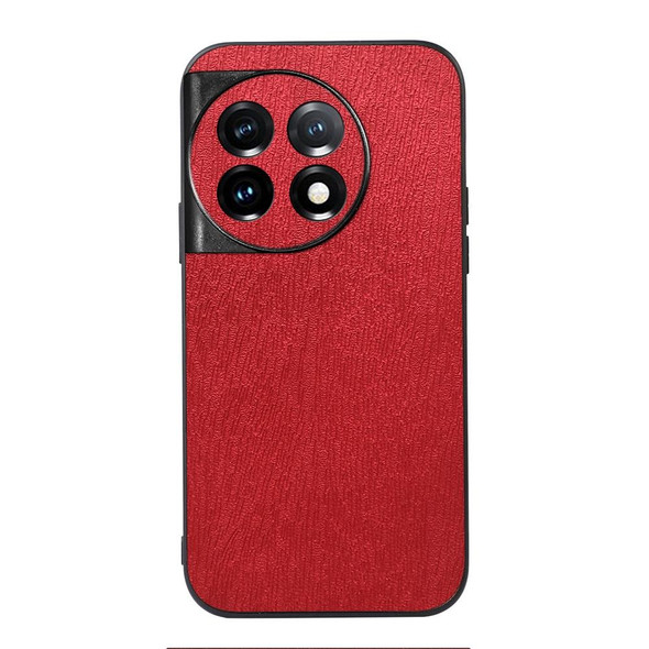 For OnePlus 11R/Ace 2 Wood Texture PU Phone Case(Red)