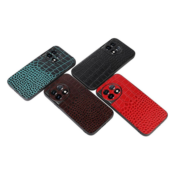 For OnePlus 11 Crocodile Texture Genuine Leatherette Phone Case(Black)