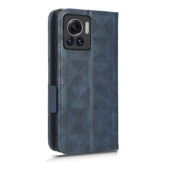 For Motorola Edge 30 Ultra Symmetrical Triangle Leatherette Phone Case(Blue)