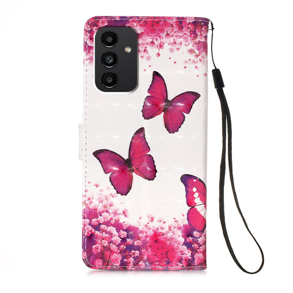 For Samsung Galaxy A34 5G 3D Painting Horizontal Flip Leatherette Phone Case(Rose Butterfly)