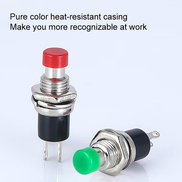 10 PCS 7mm Thread Multicolor 2 Pins Momentary Push Button Switch(Green)