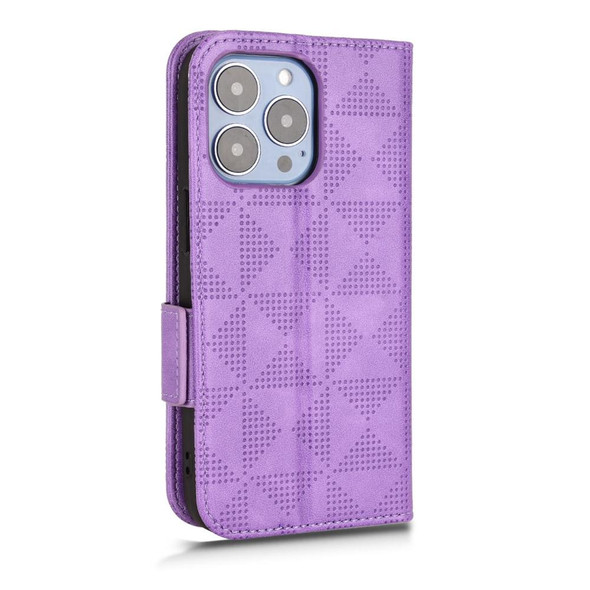 For iPhone 13 Pro Max Symmetrical Triangle Leatherette Phone Case(Purple)