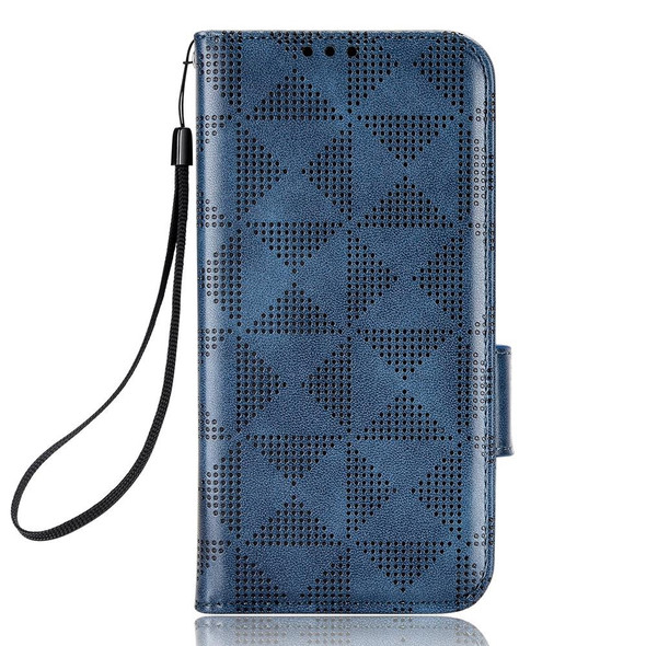 For iPhone XR Symmetrical Triangle Leatherette Phone Case(Blue)
