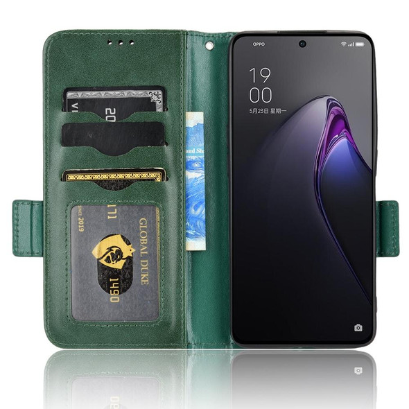 For OPPO Reno8 Pro+ Symmetrical Triangle Leatherette Phone Case(Green)