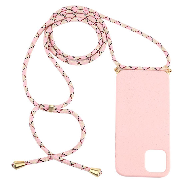 iPhone 12 Pro Max Wheat TPU Protective Case with Lanyard(Pink)