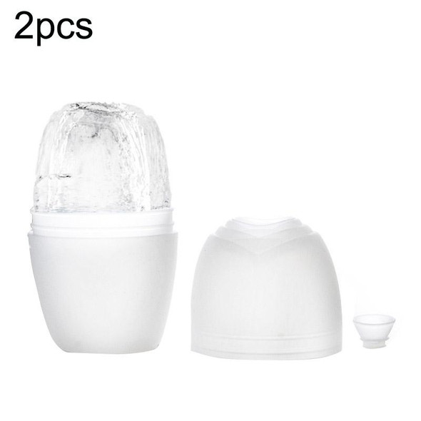 2pcs L-03-01 Face Ice Apparatus Massage Ice Roller Beauty Makeup Silicone Face Ice Tray(Glacier White With Hole)