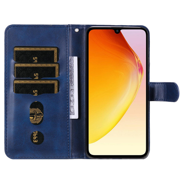 For vivo V25 5G/V25e 4G Calf Texture Zipper Leather Phone Case(Blue)