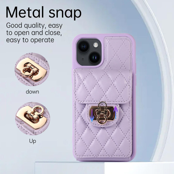 For iPhone 14 Card Slot Leatherette Phone Case(Purple)
