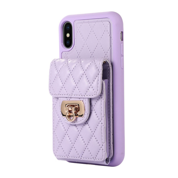 For iPhone XS Max Card Slot Leatherette Phone Case(Purple)
