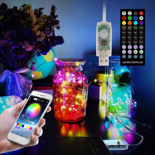 Christmas Decoration USB Copper Wire String Light Remote Controller & Bluetooth Mobile APP Control, Length: 5m 50 LEDs