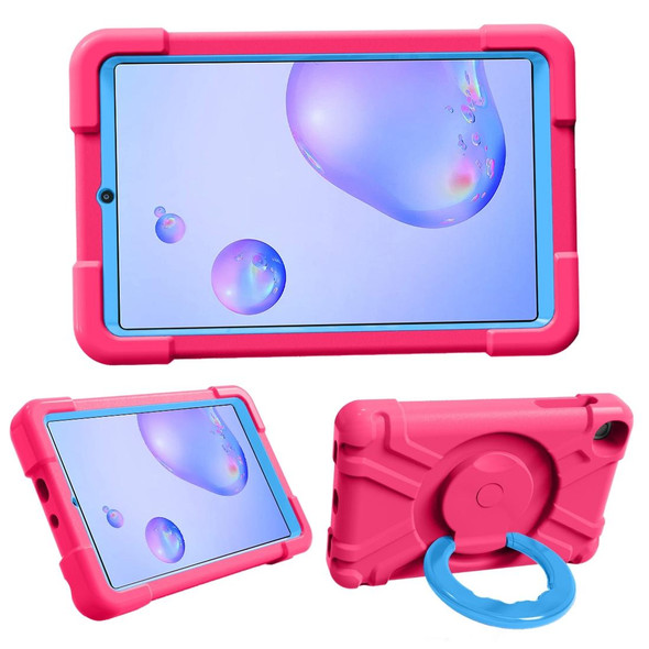 For Galaxy Tab A 8.4 (2020) T307 PC + Silicone Shockproof Combination Case with 360 Degree Rotating Holder & Handle(Rose Red + Blue)