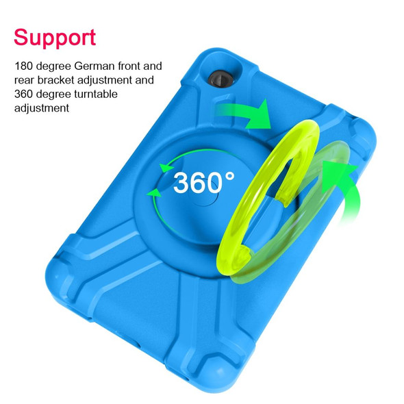 For Galaxy Tab A 8.4 (2020) T307 PC + Silicone Shockproof Combination Case with 360 Degree Rotating Holder & Handle(Blue + Grass Green)