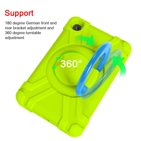 For Galaxy Tab A 8.4 (2020) T307 PC + Silicone Shockproof Combination Case with 360 Degree Rotating Holder & Handle(Glass Green + Blue)