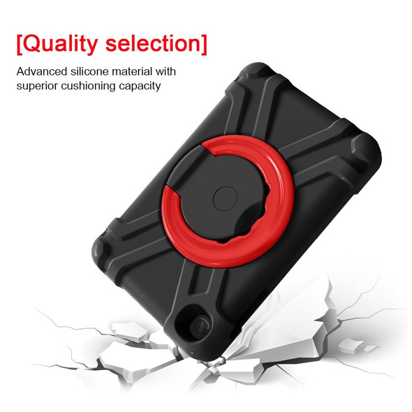 For Galaxy Tab A 8.4 (2020) T307 PC + Silicone Shockproof Combination Case with 360 Degree Rotating Holder & Handle(Black + Red)