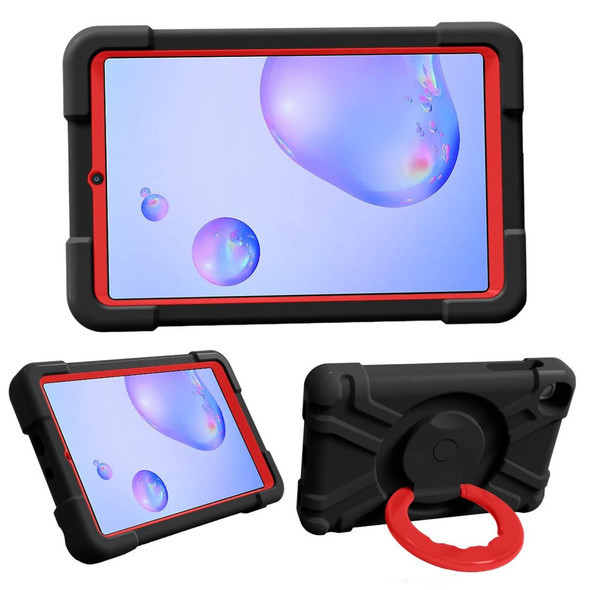 For Galaxy Tab A 8.4 (2020) T307 PC + Silicone Shockproof Combination Case with 360 Degree Rotating Holder & Handle(Black + Red)
