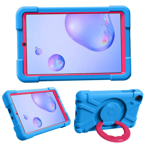 For Galaxy Tab A 8.4 (2020) T307 PC + Silicone Shockproof Combination Case with 360 Degree Rotating Holder & Handle(Blue + Rose Red)