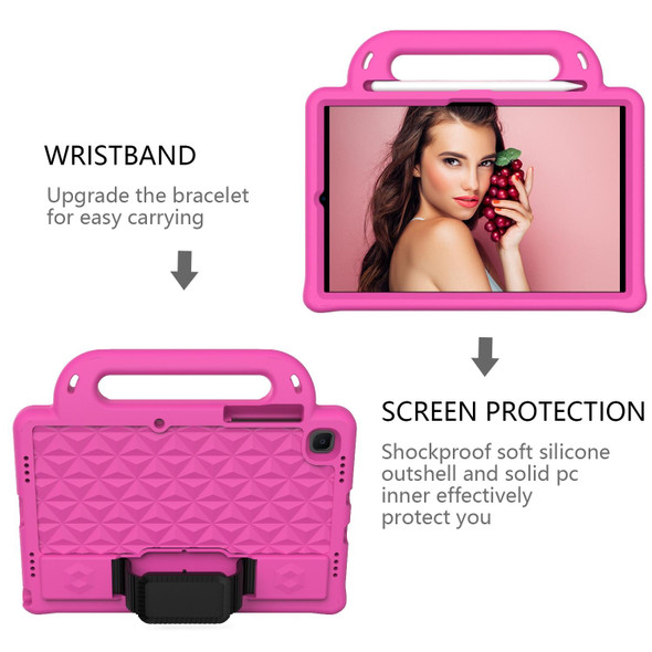 For Galaxy Tab A7 10.4(2020) T500/T505 Diamond Series EVA  Anti-Fall Shockproof Sleeve Protective Shell Case with Holder & Strap(Rose Red)