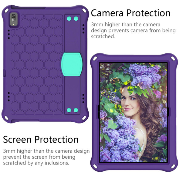 For Lenovo Tab 4 10 TB-X304F/N Honeycomb Design EVA + PC Material Four Corner Anti Falling Flat Protective Shell with Strap(Purple+Aqua)