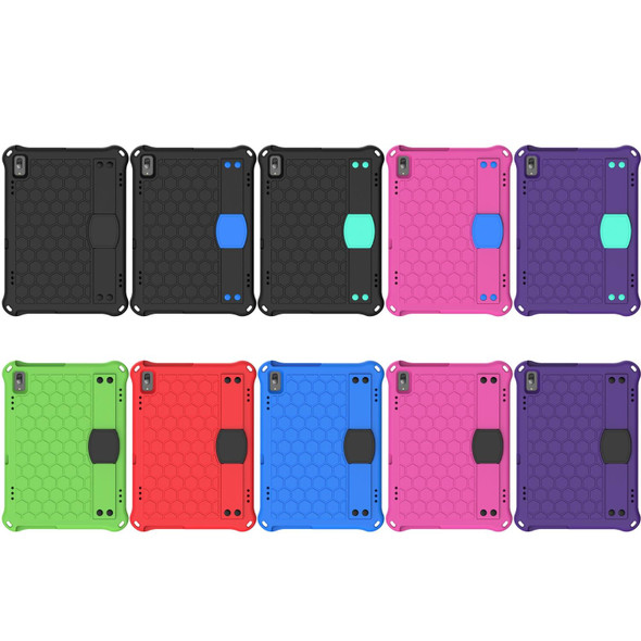 For Lenovo Tab P10 TB-X705F/L Honeycomb Design EVA + PC Material Four Corner Anti Falling Flat Protective Shell with Strap(Purple+Aqua)