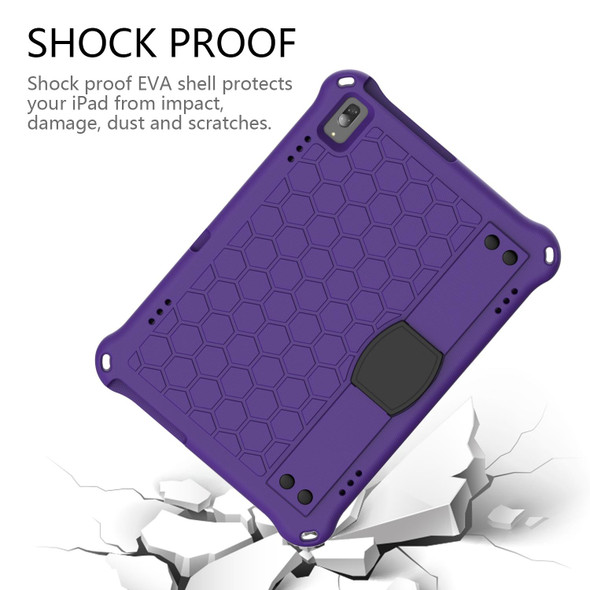 For Lenovo Tab 4 10 TB-X304F/N Honeycomb Design EVA + PC Material Four Corner Anti Falling Flat Protective Shell with Strap(Purple+Black)