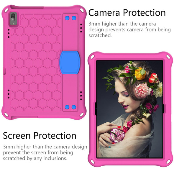 For Lenovo Smart Tab M10 TB-605F Honeycomb Design EVA + PC Material Four Corner Anti Falling Flat Protective Shell with Strap(RoseRed+Blue)