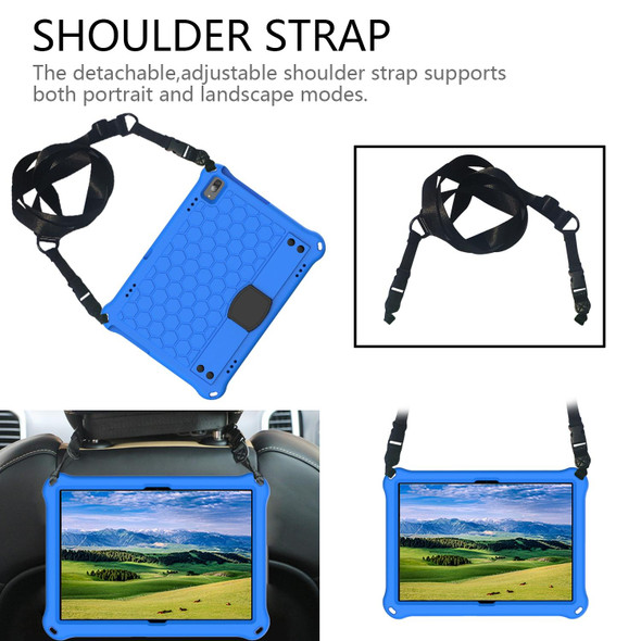 For Lenovo Smart Tab M10 TB-605F Honeycomb Design EVA + PC Material Four Corner Anti Falling Flat Protective Shell with Strap(Blue+Black)