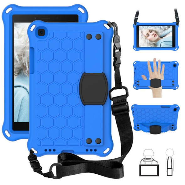 For  Galaxy Tab A8.0 T290 / T2952019 Honeycomb Design EVA + PC Four Corner Anti Falling Flat Protective Shell With Straps(Blue+Black)