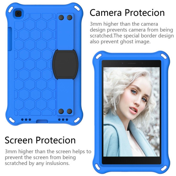 For  Galaxy Tab A8.0 T290 / T2952019 Honeycomb Design EVA + PC Four Corner Anti Falling Flat Protective Shell With Straps(Blue+Black)