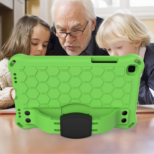 For  Galaxy Tab A8.0 T290 / T2952019 Honeycomb Design EVA + PC Four Corner Anti Falling Flat Protective Shell With Straps(Green+Black)