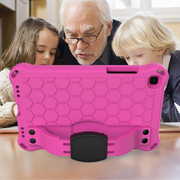 For  Galaxy Tab A8.0 T290 / T2952019 Honeycomb Design EVA + PC Four Corner Anti Falling Flat Protective Shell With Straps(Rose +Black)