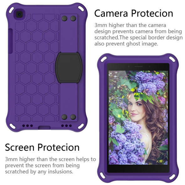 For  Galaxy Tab A8.0 T290 / T2952019 Honeycomb Design EVA + PC Four Corner Anti Falling Flat Protective Shell With Straps(Purple+Black)