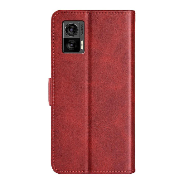 For Motorola Edge 30 Lite Dual-side Magnetic Buckle Horizontal Flip Leatherette Phone Case(Red)