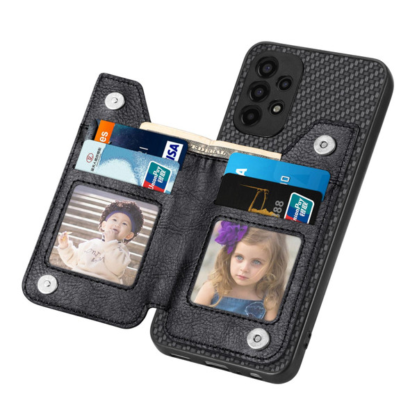 For Samsung Galaxy A13 4G Carbon Fiber Horizontal Flip Zipper Wallet Phone Case(Black)