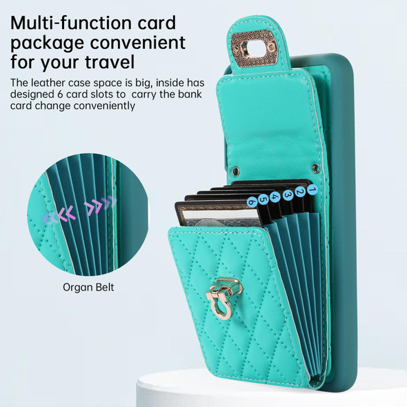 For Samsung Galaxy S22 5G Card Slot Leatherette Phone Case(Mint Green)