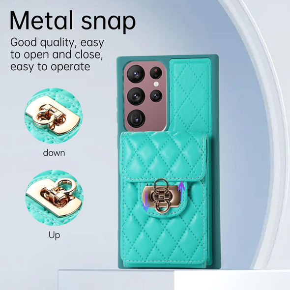 For Samsung Galaxy S22 Ultra 5G Card Slot Leatherette Phone Case(Mint Green)