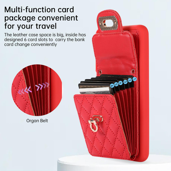 For Samsung Galaxy S21+ 5G Card Slot Leatherette Phone Case(Red)