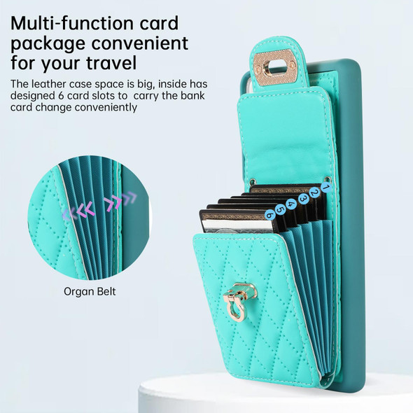 For Samsung Galaxy S21 Ultra 5G Card Slot Leatherette Phone Case(Mint Green)